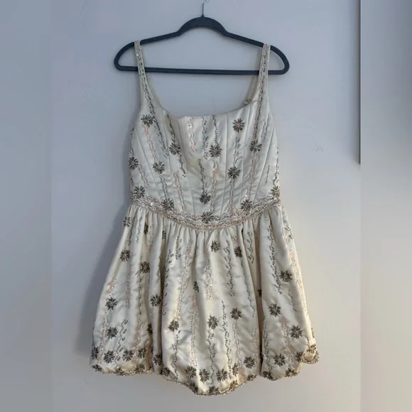 LoveShackFancy Elegant Cream Embellished Dress - Picture 3 of 6